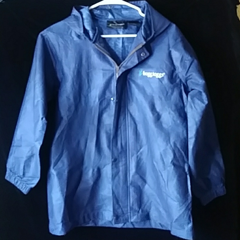 Frogg Toggs blue hooded rain jacket-sz L